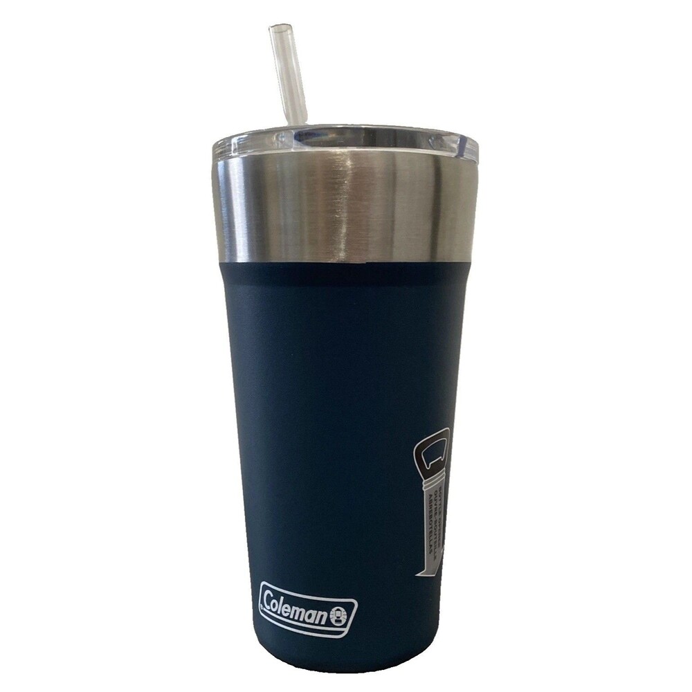Coleman Brew Stainless Steel Tumbler 20 oz Blue Silver Cup Bottle Opener NEW